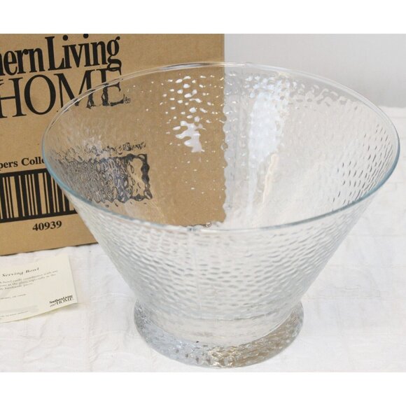 Southern Living Sippers Collection Serving Bowl Hammered Look Glass #40939 - Picture 2 of 4